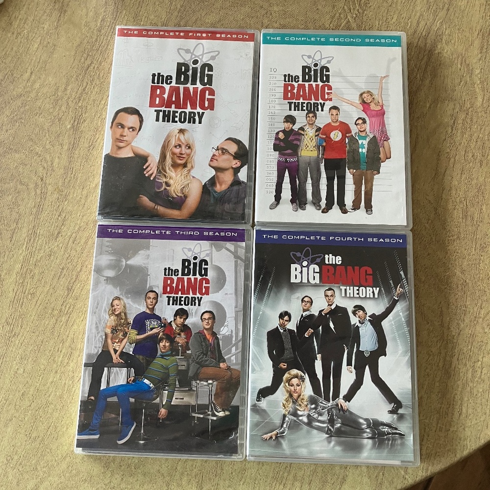 THE BIG BANG THEORY SEASONS 1,2,3 & 4, COMPLETE 13 DVD'S IN ALL, ENJOY THE FUN